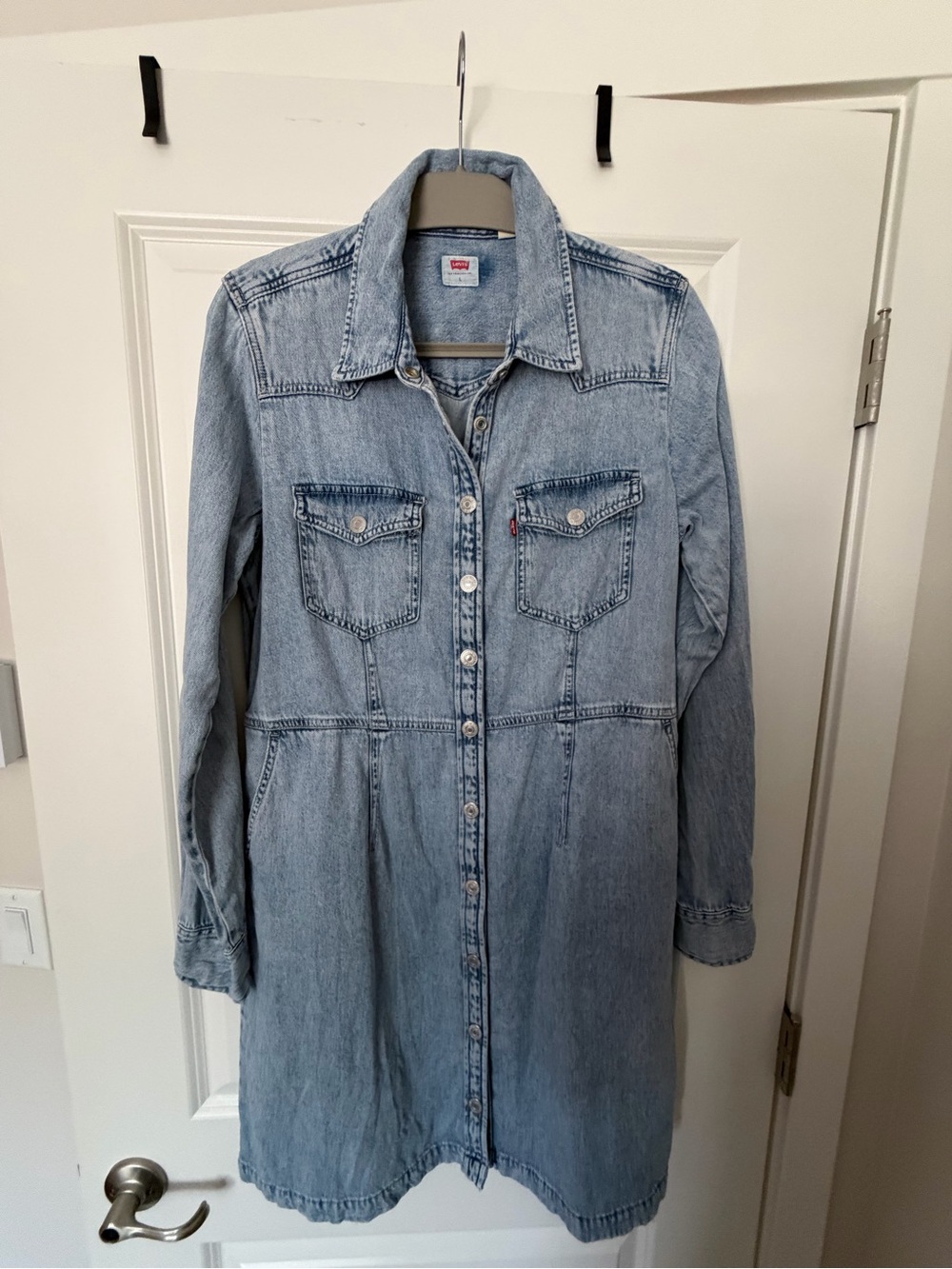 Levi's Washed Blue Denim Button-Down Dress